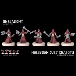 Los Hellborn Cult Zealots, de Onslaugh Miniatures, son excelentes proxies para los Adoradores del Caos