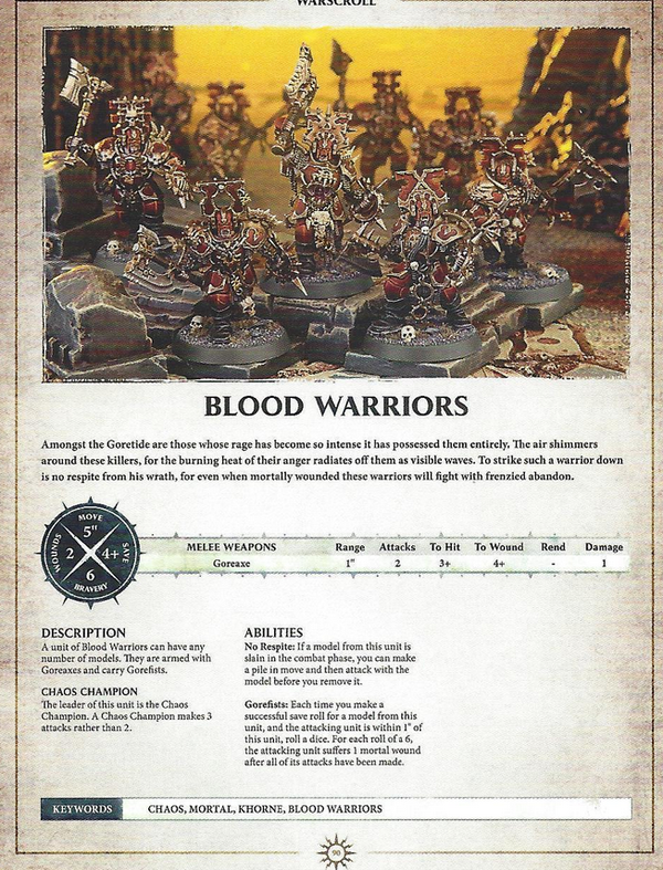 Warhammer AOS Warscroll Blood Warriors