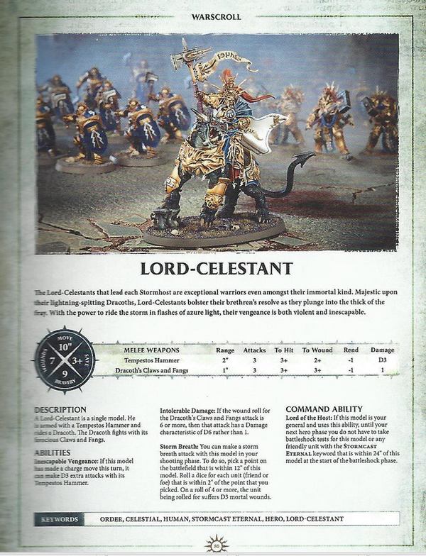 Warhammer AOS Warscroll Lord Celestan